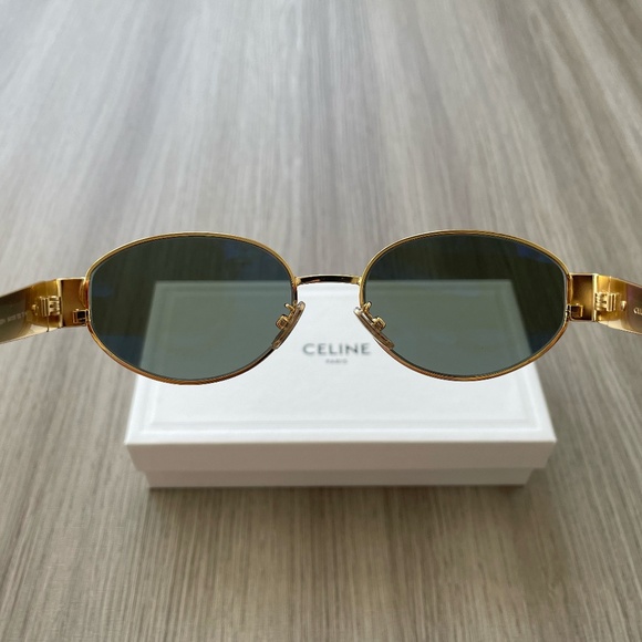 NWT Celine Triomphe Metal 01 Sunglasses Gold - Picture 3 of 11